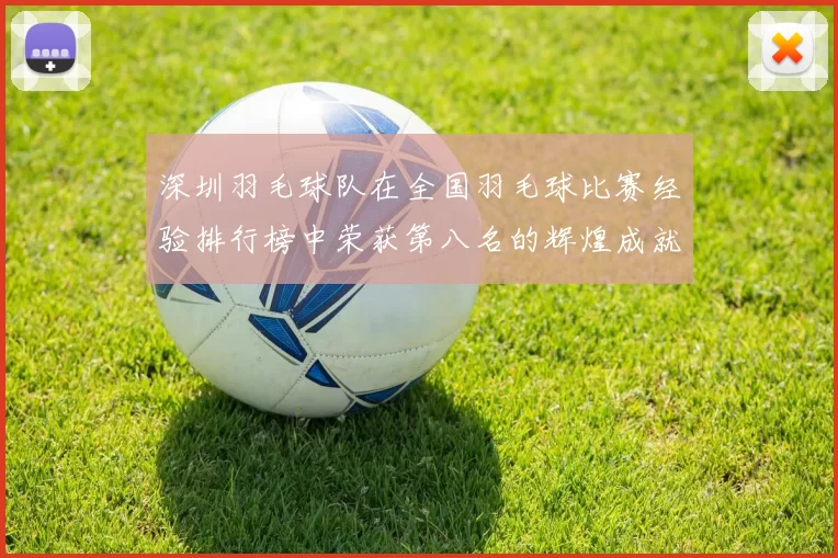 深圳羽毛球队在全国羽毛球比赛经验排行榜中荣获第八名的辉煌成就